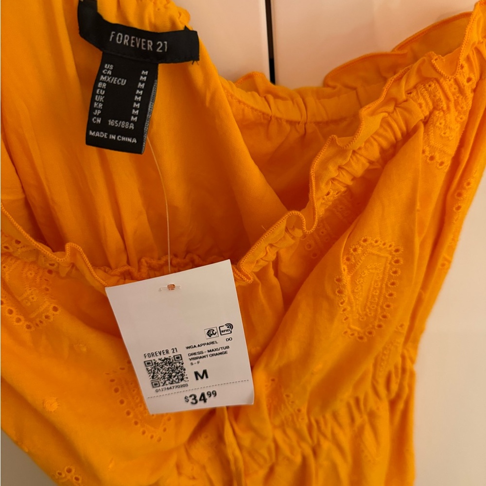 Forever 21 Bright Orange Eyelet Dress